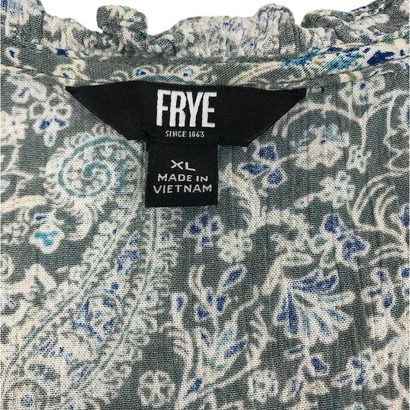 FRYE Floral Tassel Tie Gauze Blouse-Tunic Sz XL Country Cottage Cowgirl Boho Y2K - Picture 9 of 12